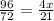 \frac{96}{72} = \frac{4x}{21}