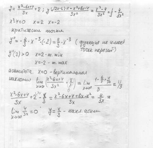 Исследовать функцию: y=(x^2-6x+4) /3x+2