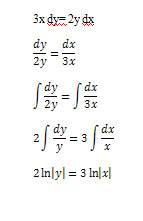 Решите решить дифференциальное уравнение 3x dy= 2y dx