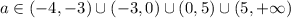 a\in(-4,-3)\cup(-3,0)\cup(0,5)\cup(5,+\infty)