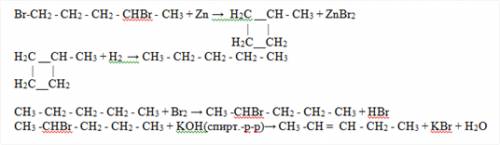 1,4-дибромпентан - метилциклобутан - пентан - 2-бромпентан - пентен-2 !