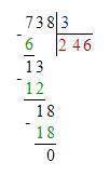 Разделить еще раз в столбик 688: 6 и еще 738: 3 в столбик.