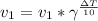 v_1 = v_1*\gamma^{ \frac{\Delta T}{10} }