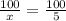 \frac{100}{x} = \frac{100}{5}