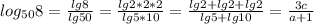 log_{50}8 = \frac{lg8}{lg50} = \frac{lg2*2*2}{lg5*10}= \frac{lg2+lg2+lg2}{lg5+lg10}= \frac{3c}{a+1}