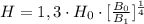 H=1,3\cdot H_0\cdot [\frac{B_0}{B_1}]^{\frac 1 4}