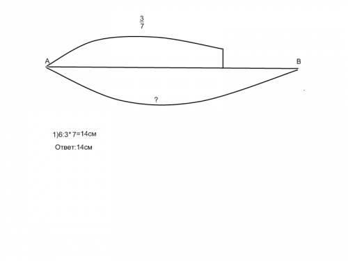 Постройте отрезок ab, если 3/7(это дробь) ab составляют 6см. ! просто напишите ка и