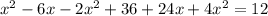 x^{2} -6x-2 x^{2} +36+24x+4 x^{2} =12