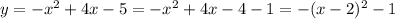 y=- x^{2} +4x-5=- x^{2} +4x-4-1=-(x-2)^2-1