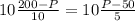 10 \frac{200-P}{10} = 10 \frac{P-50}{5} &#10;