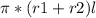 \pi *(r1+r2)l