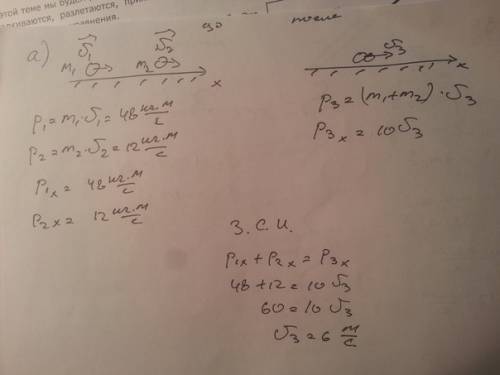 Два шарика массами 6 кг и 4 кг движутся по горизонтальной поверхности со скоростями 8 м/с и 3 м/с. с