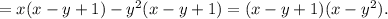 =x(x-y+1)-y^2(x-y+1)=(x-y+1)(x-y^2).