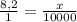 \frac{8,2}{1} = \frac{x}{10000}