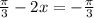 \frac{ \pi }{3} -2x= - \frac{ \pi }{3}