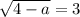 \sqrt{4-a}=3