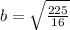 b= \sqrt{ \frac{225}{16} }