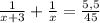 \frac{1}{x+3}+ \frac{1}{x}= \frac{5,5}{45}