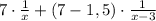 7\cdot\frac{1}{x}+(7-1,5)\cdot\frac{1}{x-3}