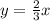 y= \frac{2}{3}x