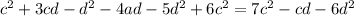 c^2+3cd-d^2-4ad-5d^2+6c^2=7c^2-cd-6d^2