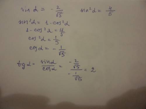 Найдите cos и tg если известно, что sin = - 2/√5 и альфа не лежит во 2 четверти