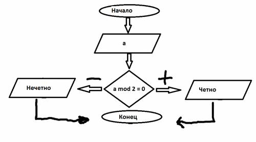 Программа запрашивает целое число и определяет четное или нечетно. составить блок схему и программу.