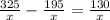 \frac{325}{x} - \frac{195}{x} = \frac{130}{x}