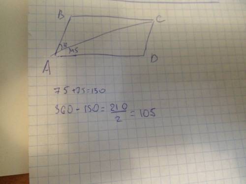 Диагональ ас паралелограмма авсd образует с его сторонами углы,равные 30 градусов и 45 градусов найд