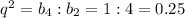 q^2=b_4:b_2=1:4=0.25