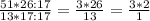 \frac{51*26:17}{13*17:17} = \frac{3*26}{13} = \frac{3*2}{1}