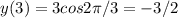 y(3)=3cos2 \pi /3=-3/2