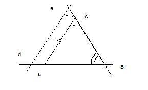 Втреугольнике авс ас=вс.отрезки вс и ва продолжены за вершины с и а.на продолжениях отмечены точки e