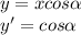 y=xcos \alpha \\ y'=cos \alpha