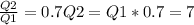 \frac{Q2}{Q1} =0.7 Q2=Q1*0.7=7