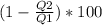 (1- \frac{Q2}{Q1})*100%