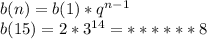 b(n)=b(1)*q^{n-1} \\ &#10;b(15) = 2*3^{14} =******8