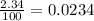 \frac{2.34}{100}=0.0234