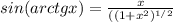 sin(arctg x)=\frac{x}{((1+x^2)^{1/2} }