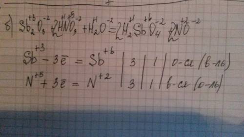 От этого зависит мой а) sncl2+k2cr2o7+h1so4=sn(so4)2+crcl3+k2so4+h2o б)sb2o3+hno3+h2o=h2sbo4+no в)i2