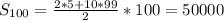 S_{100}=\frac{2*5+10*99}{2}*100=50000