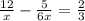 \frac{12}{x} - \frac{5}{6x}= \frac{2}{3}