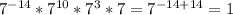 7^{-14}*7^{10}*7^3*7=7^{-14+14}=1