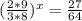 (\frac{2*9}{3*8})^x=\frac{27}{64}