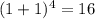 (1+1)^4=16