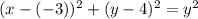 (x-(-3))^2+(y-4)^2=y^2