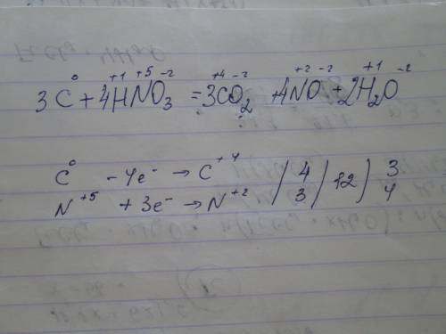 Методом электронного уравняйте равнение окислительно-восстановительной реакции: c+hno3→co2+no+h2o