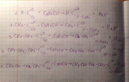 15 . сделайте данные реакции,если они возможны. метановая кислота → пропиловый эфир метановой кислот