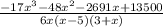 \frac{-17 x^{3} -48 x^{2} -2691x+13500}{6x(x-5)(3+x)}