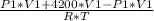 \frac{P1*V1 + 4200*V1 - P1*V1}{R*T}